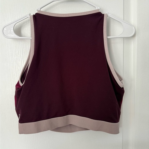 Fabletics Red and Cream Sports Bra with Racerback Design - Picture 5 of 6